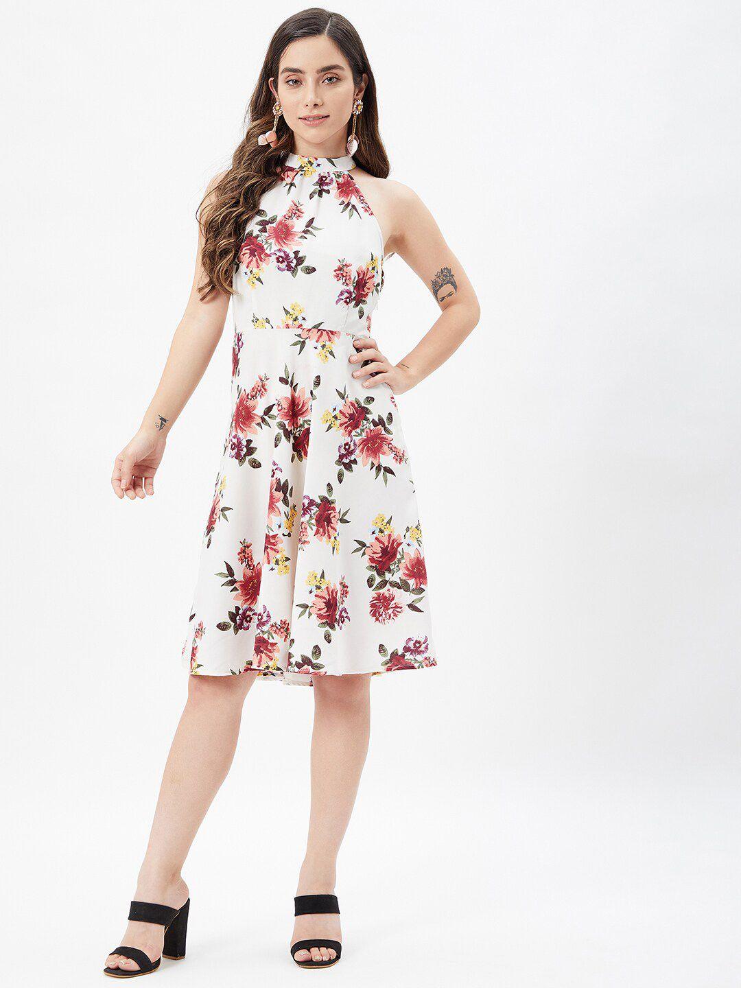 kibo floral printed fit & flare dress