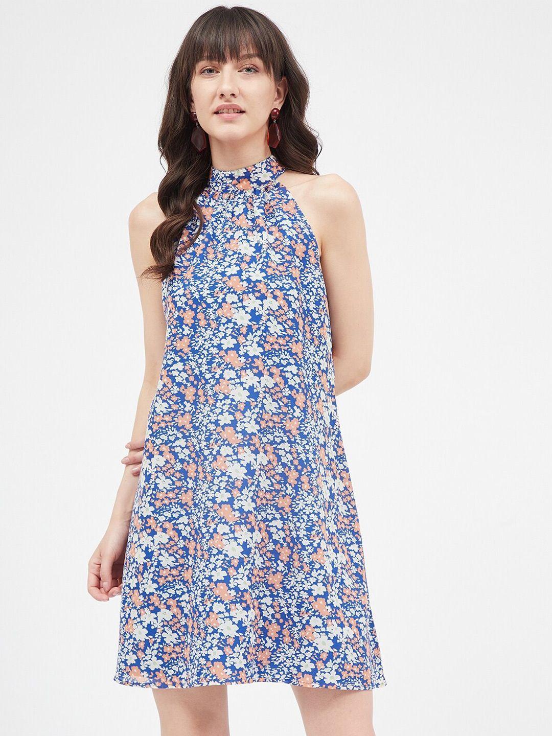 kibo floral printed georgette a-line dress