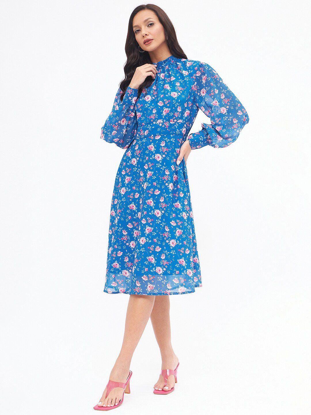 kibo high neck floral print georgette shirt dress