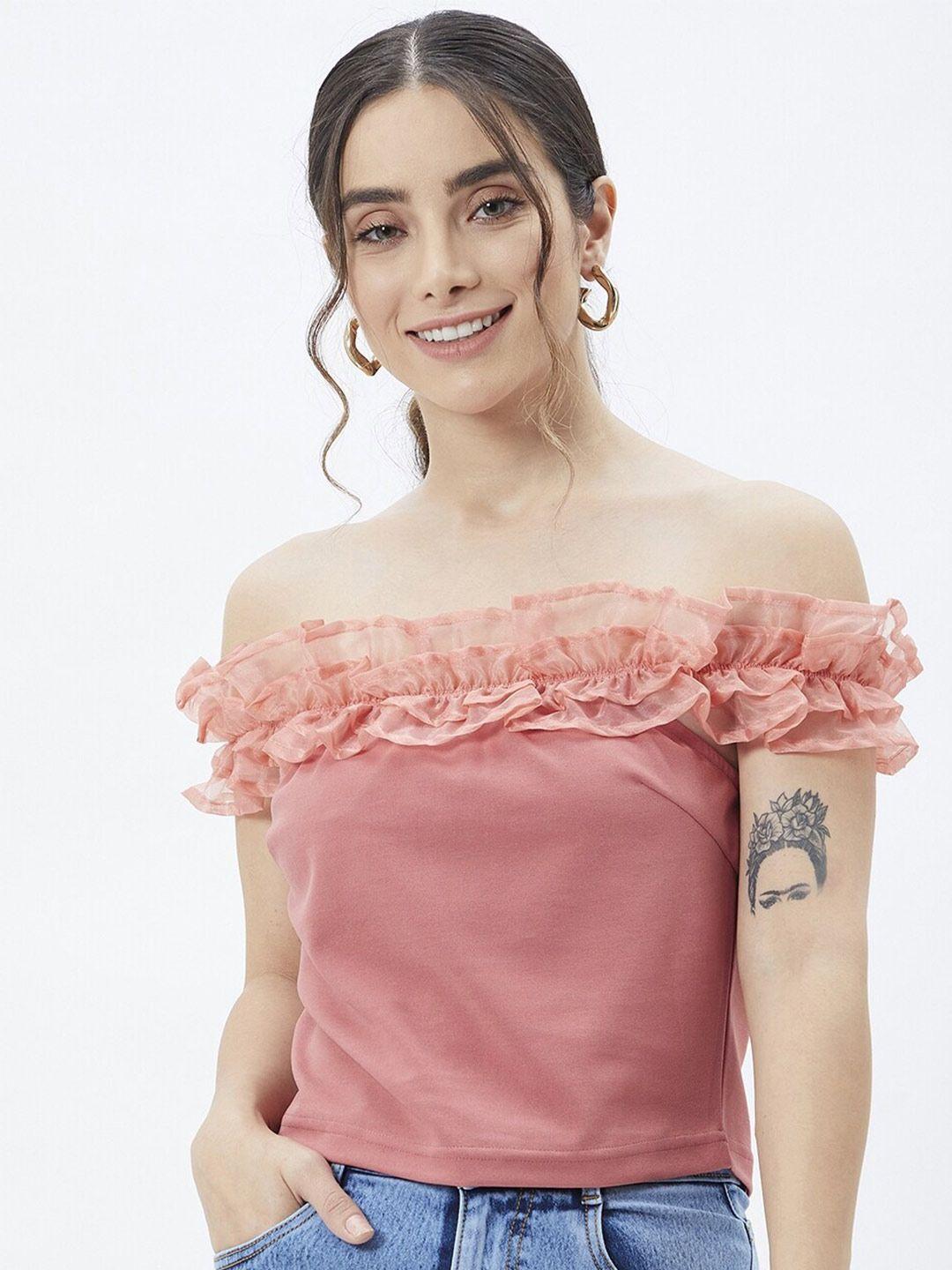 kibo off-shoulder ruffles bardot top