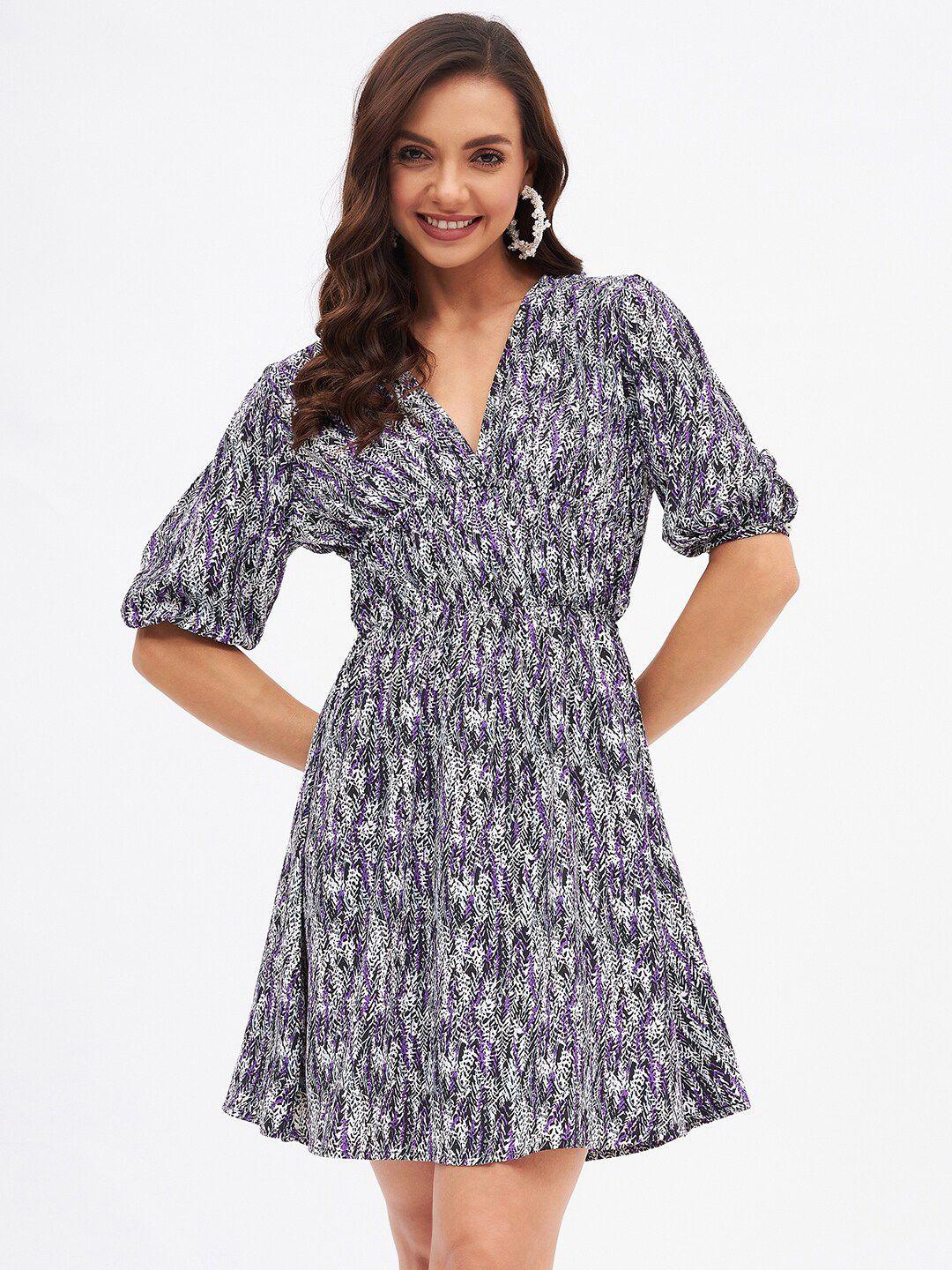 kibo printed v-neck dress