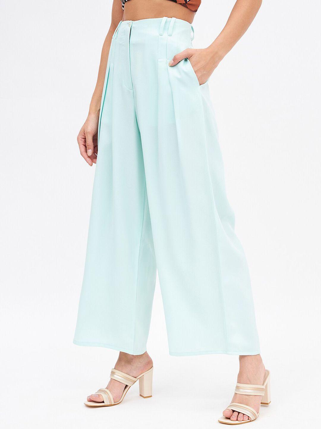 kibo relaxed loose fit high-rise pleated culottes trousers
