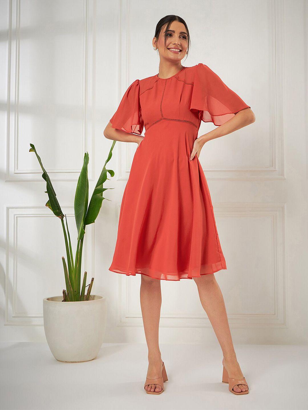 kibo round neck flared sleeve fit & flare dress