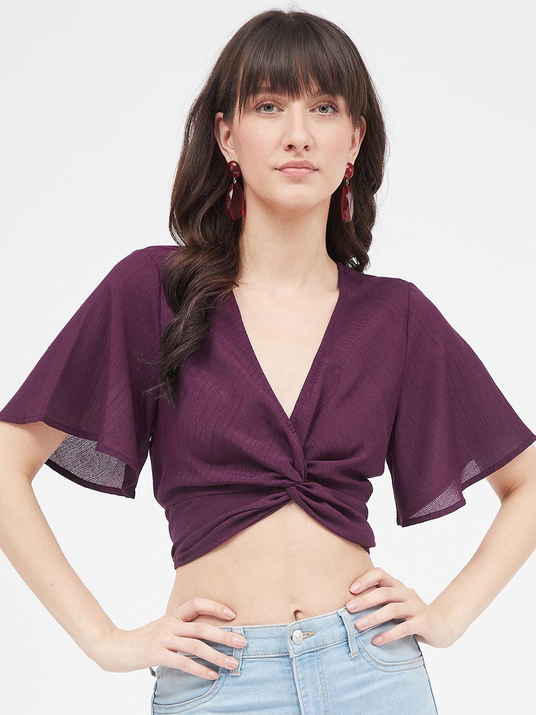 kibo smocked crepe crop top