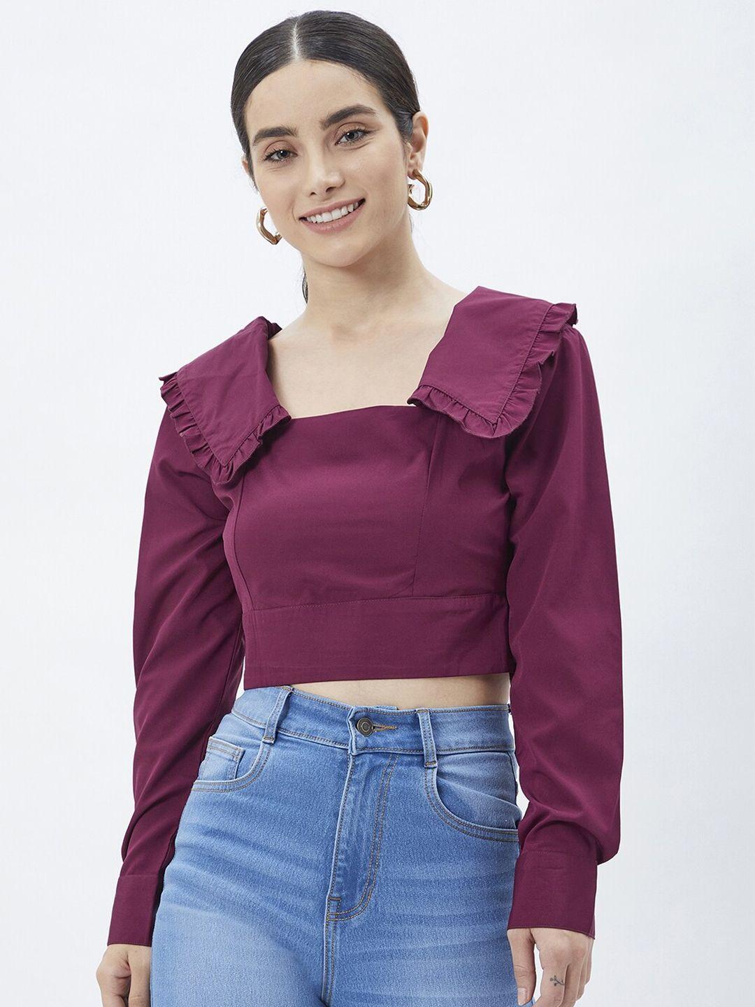 kibo solid crepe crop top