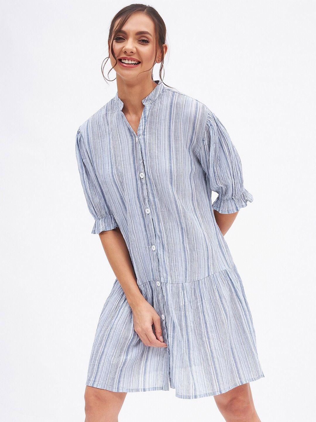 kibo striped cotton shirt dress