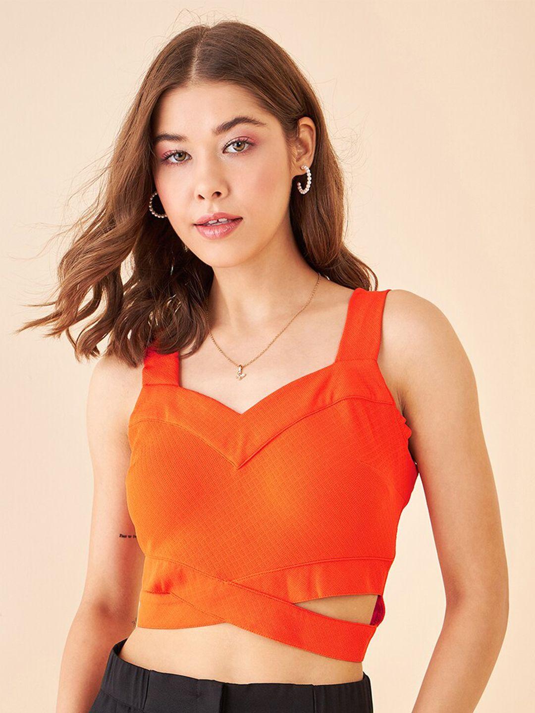 kibo sweetheart neck cut out crop top