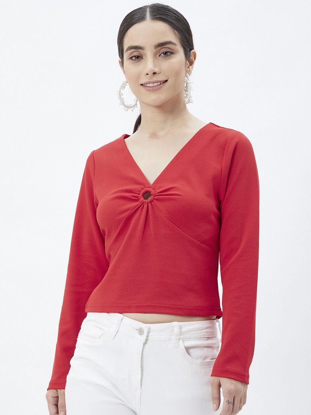 kibo v-neck long sleeves crop top