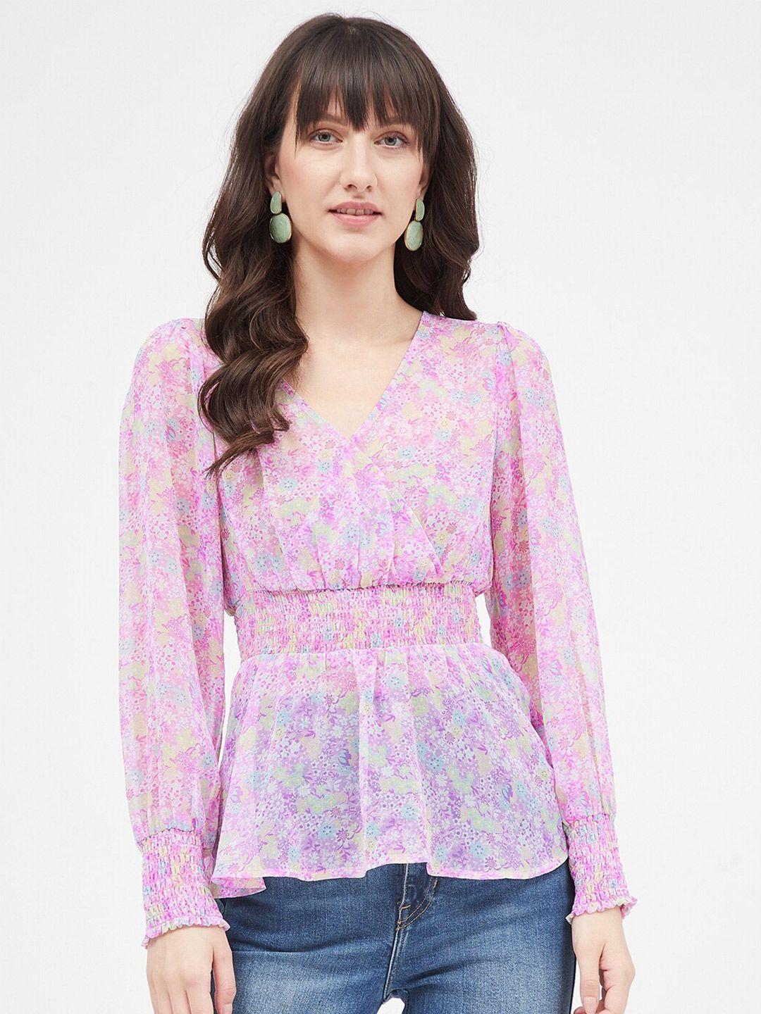 kibo women floral printed georgette empire top