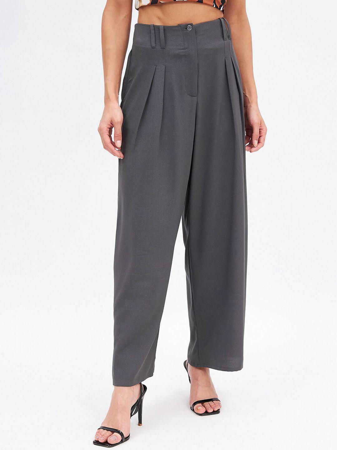 kibo women relaxed loose fit high-rise pleated trousers