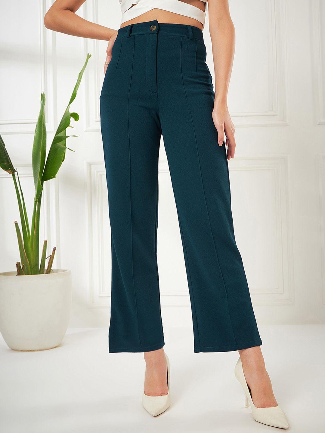 kibo women relaxed straight leg straight fit high-rise trousers