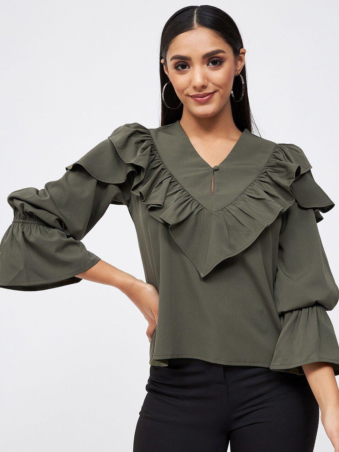 kibo women ruffles crepe top