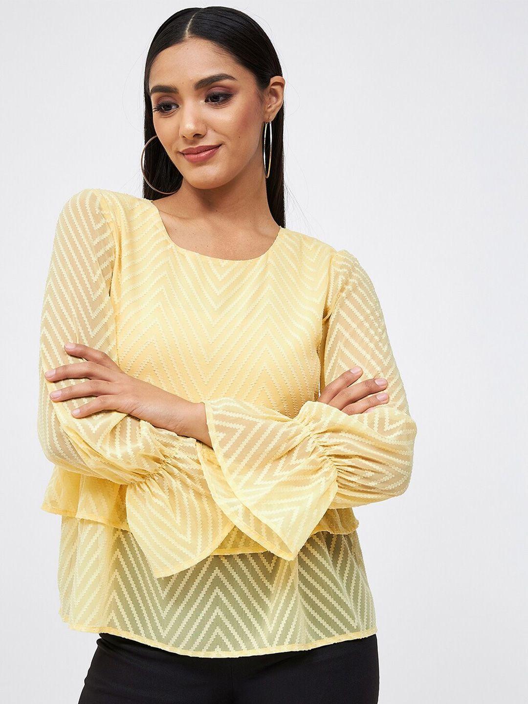 kibo yellow georgette top