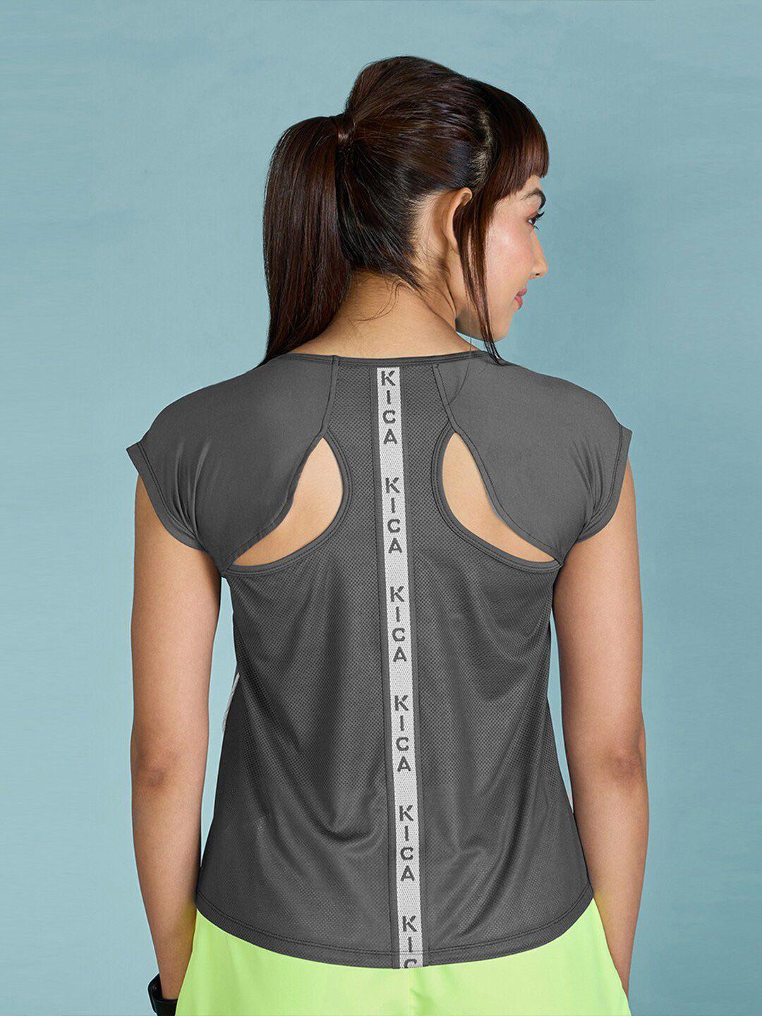 kica raglan sleeves cut outs styled back sports top