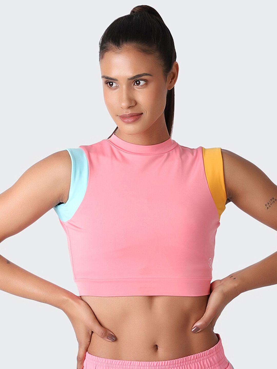 kica women pink fast drying crop top