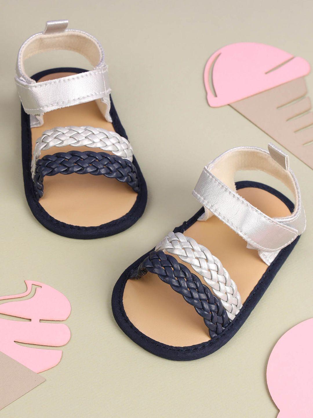kicks & crawl girls cream-coloured woven design open toe flats
