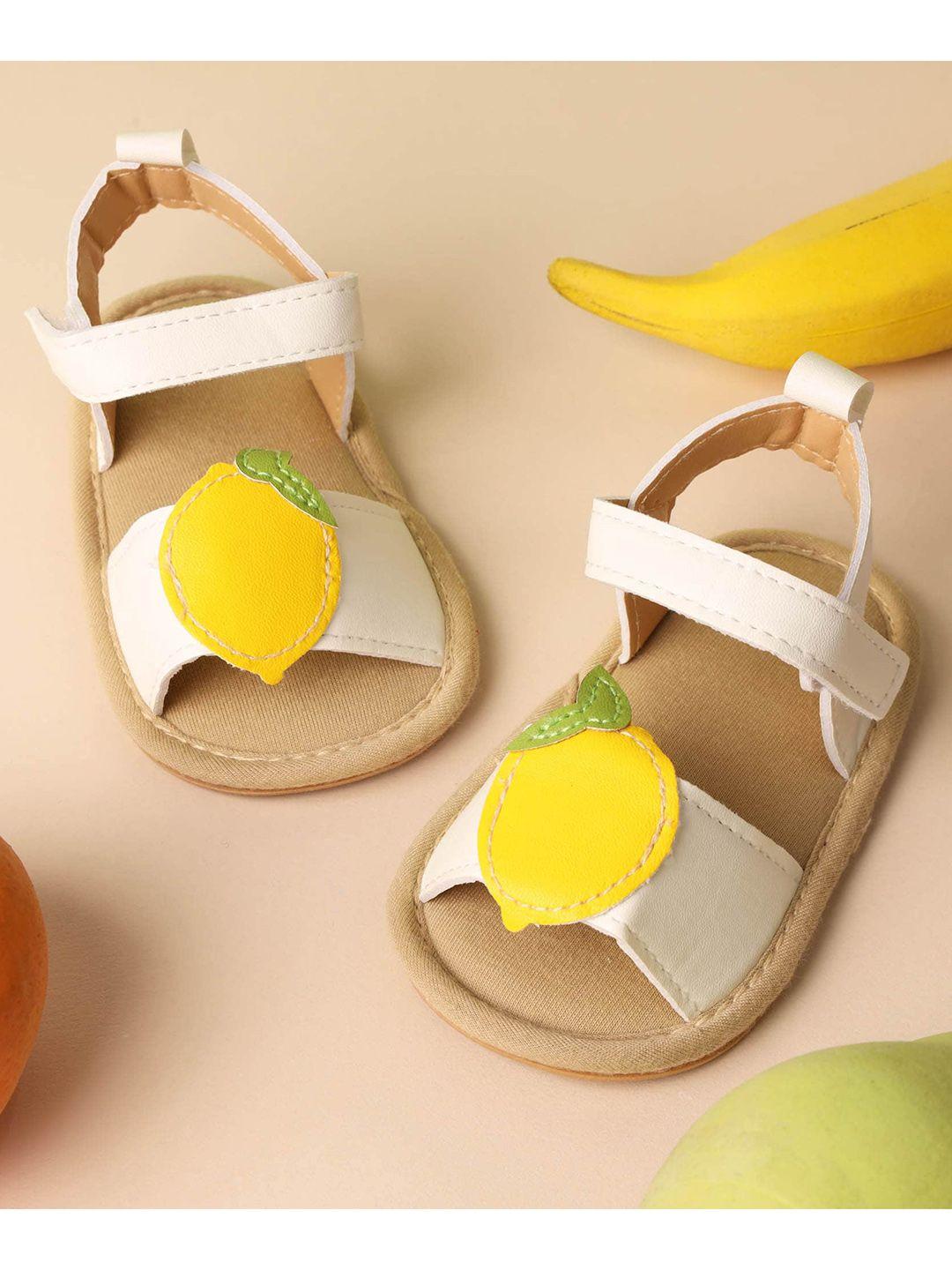 kicks & crawl girls white & yellow comfort sandals