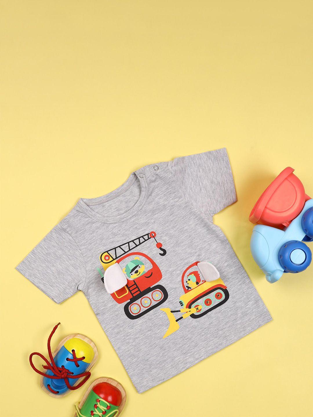 kicks & crawl boys grey melange typography printed t-shirt