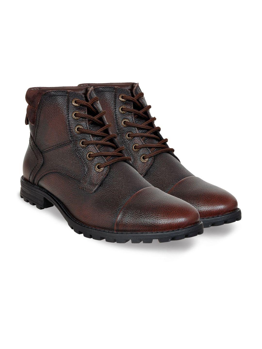 kicksfire men textured genuine leather regular boots