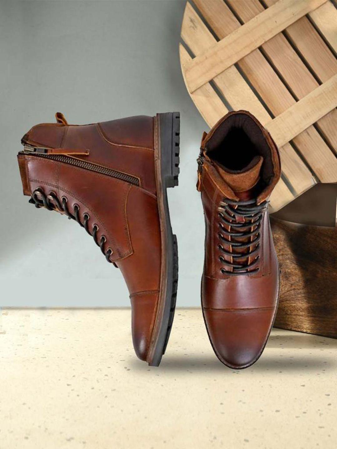 kicksfire men textured heeled genuine leather regular boots