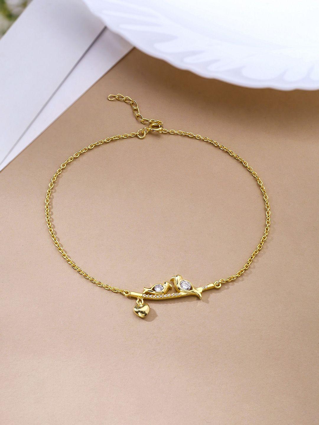 kicky and perky 92.5 sterling silver gold-plated wings duet anklet