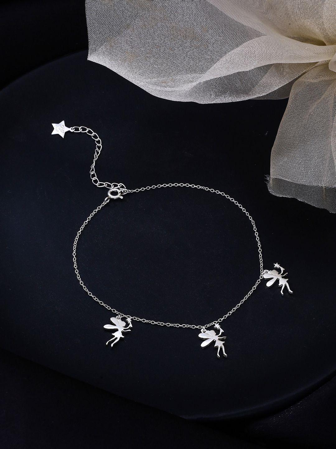 kicky and perky 925 sterling silver rhodium-plated angel anklets