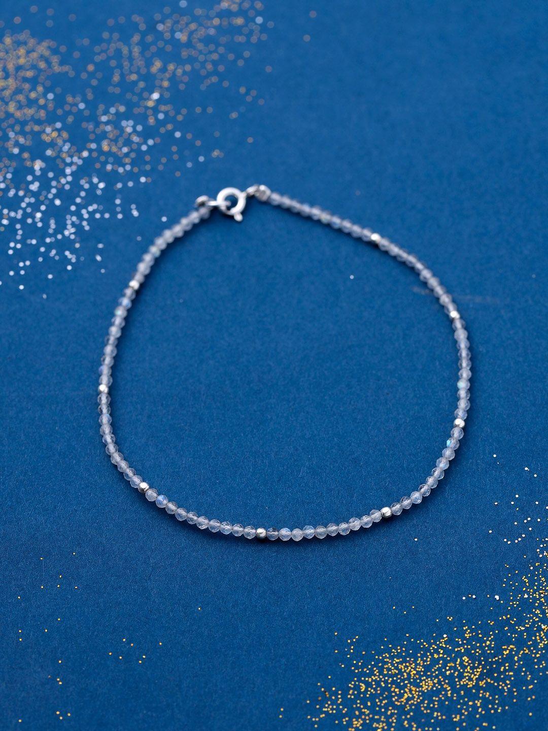 kicky and perky 925 sterling silver rhodium-plated beaded anklets