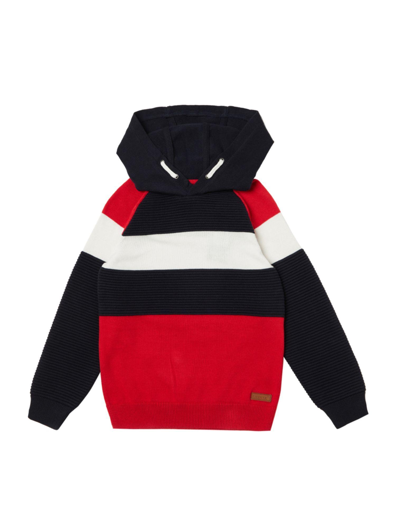 kid's casual wear color block sweater red