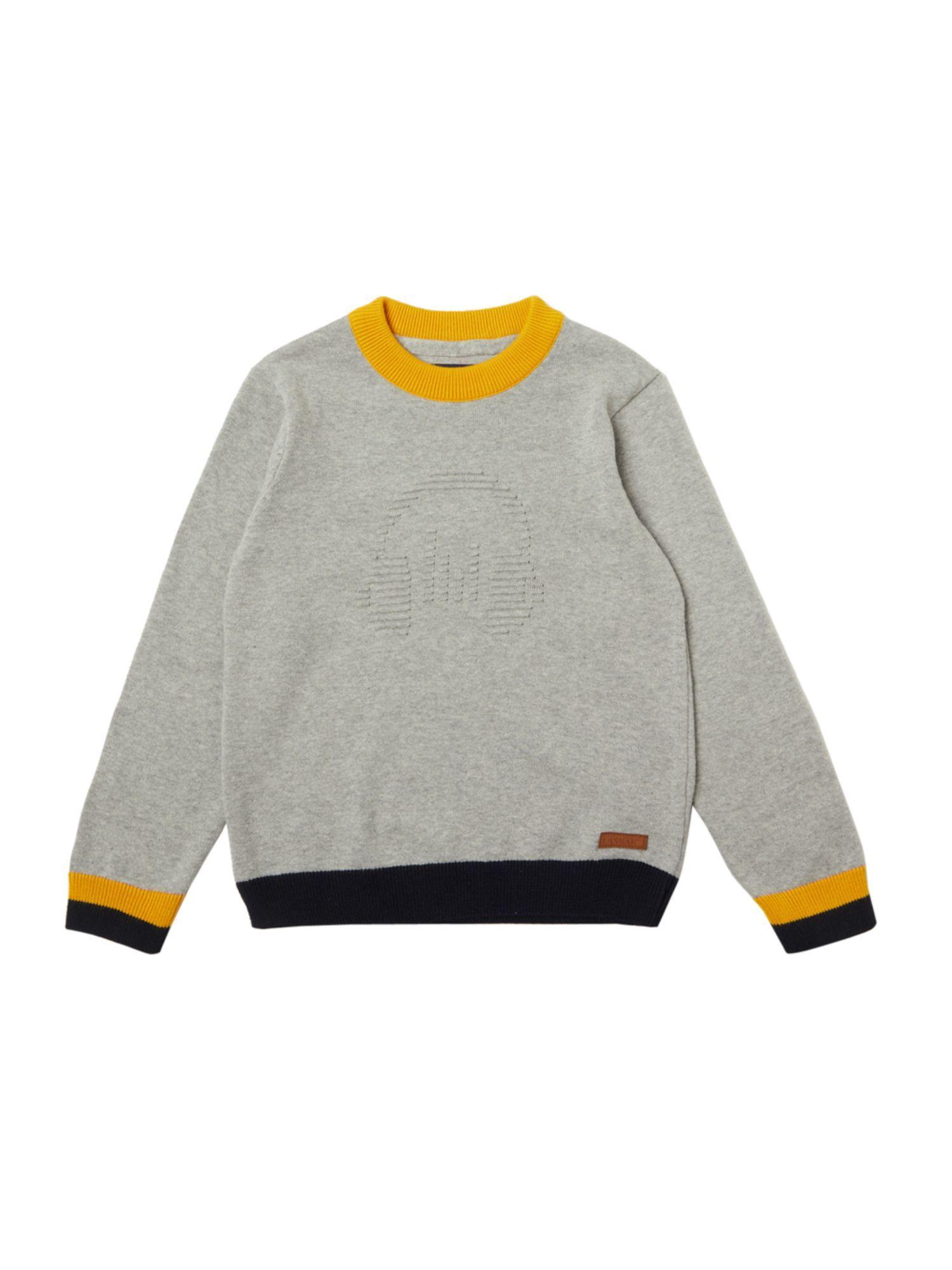 kid's casual wear solid sweater grey melange
