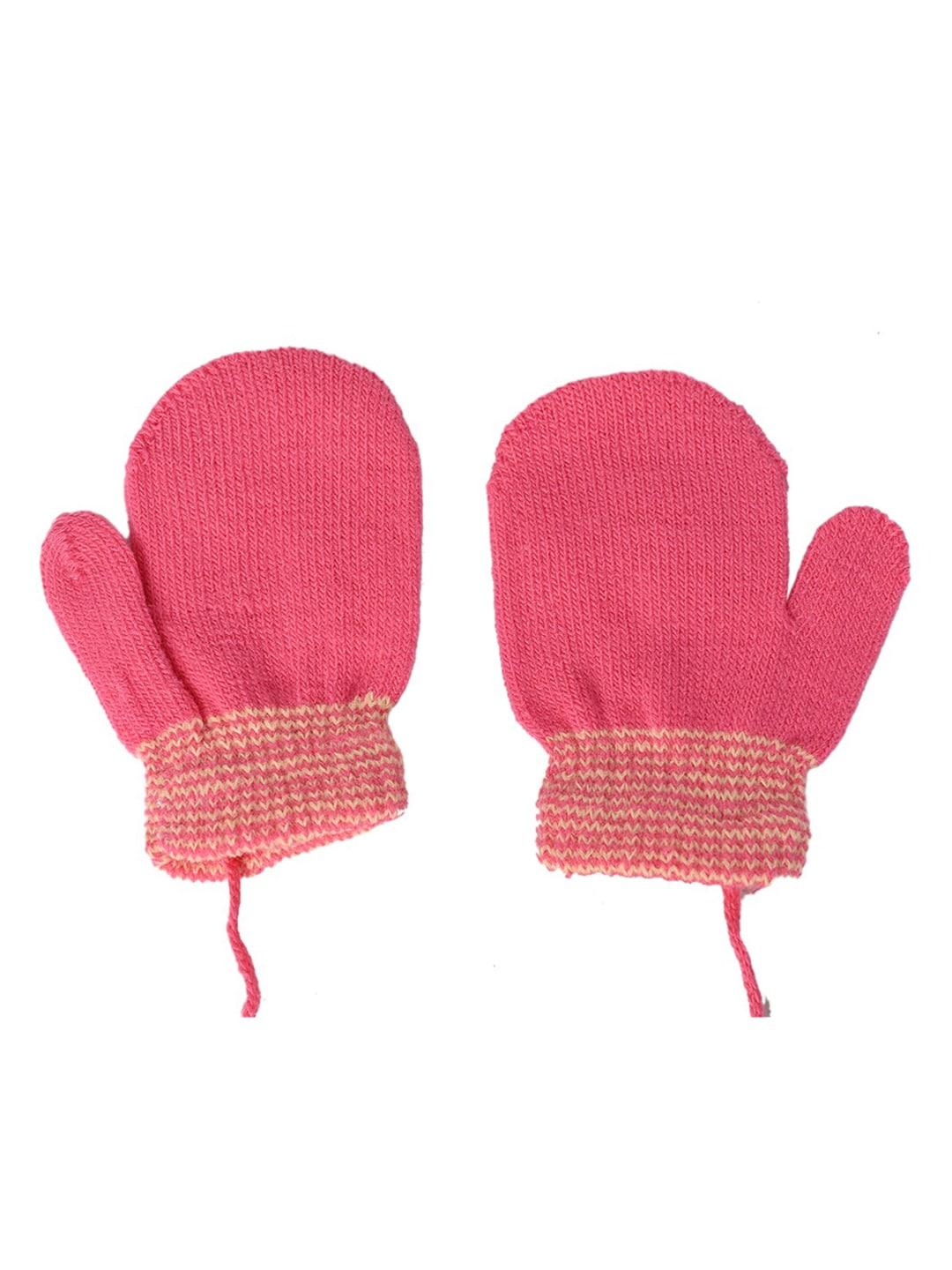 kid-o-world girls striped woolen winter gloves