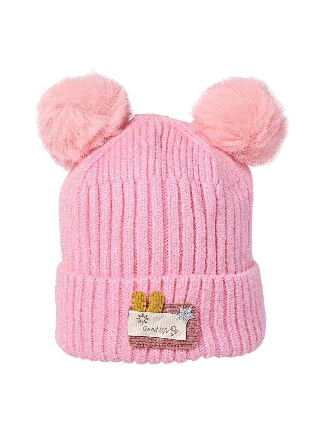 kid-o-world infants girls self design woollen beanie cap