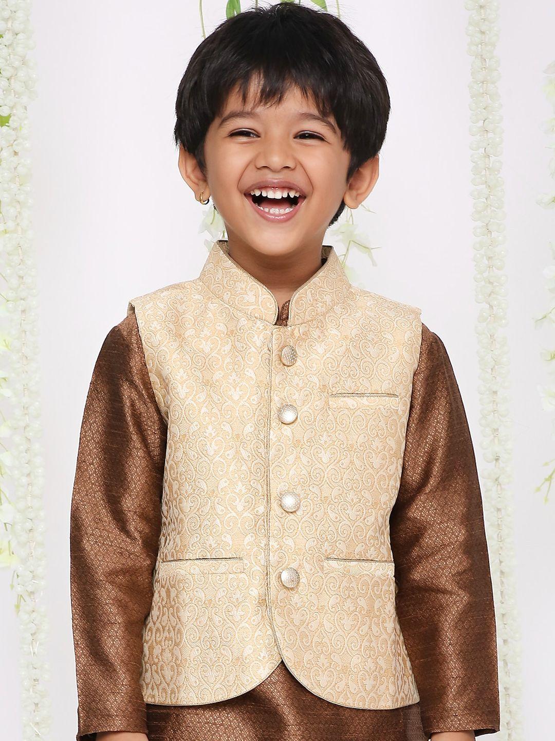 kid1 boys cream-coloured knitted and woven jacket