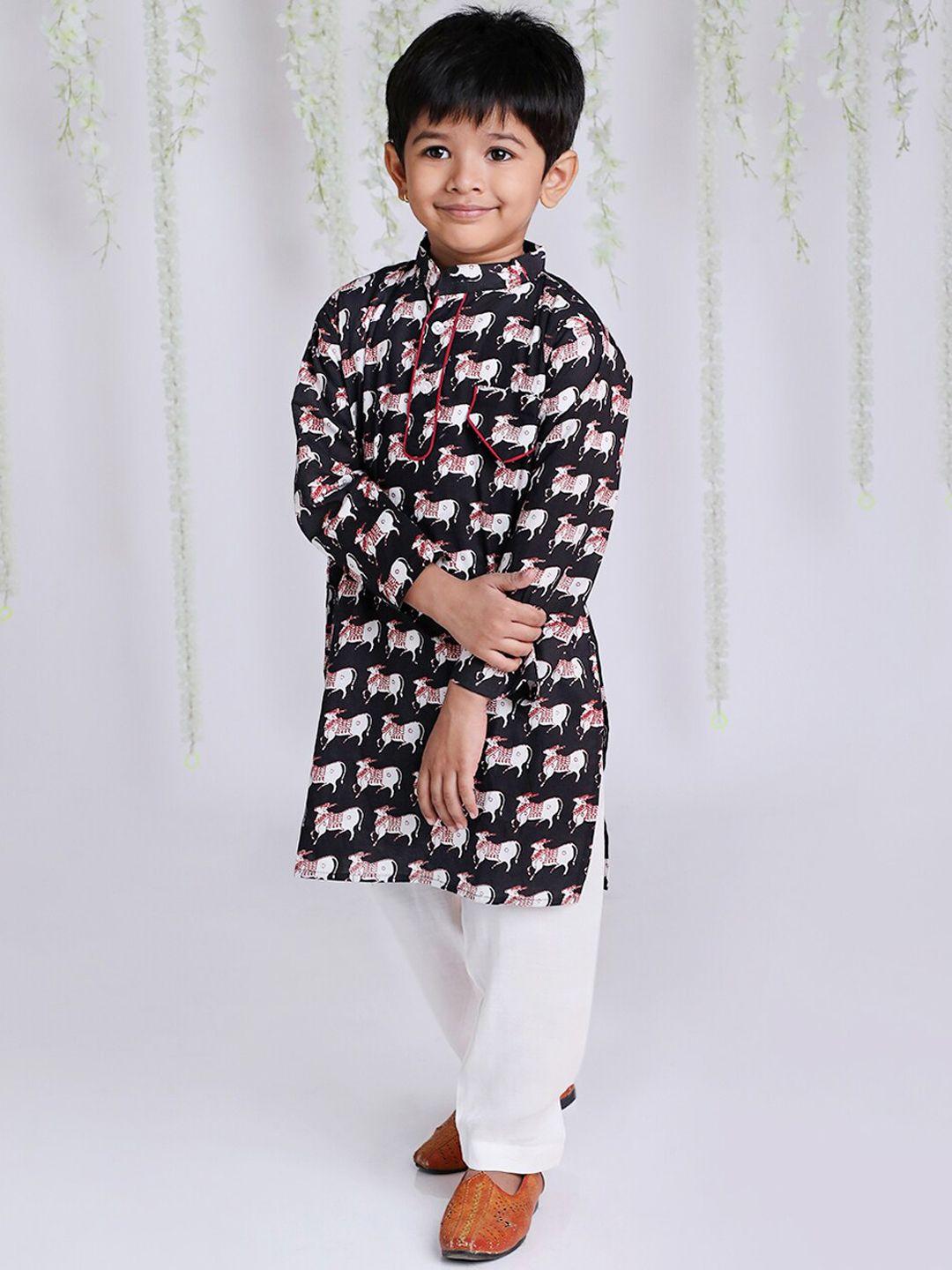 kid1 boys ethnic motifs printed kurta with pyjamas