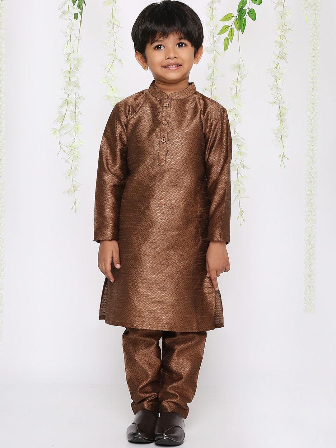kid1 boys ethnic motifs woven design kurta with churidar