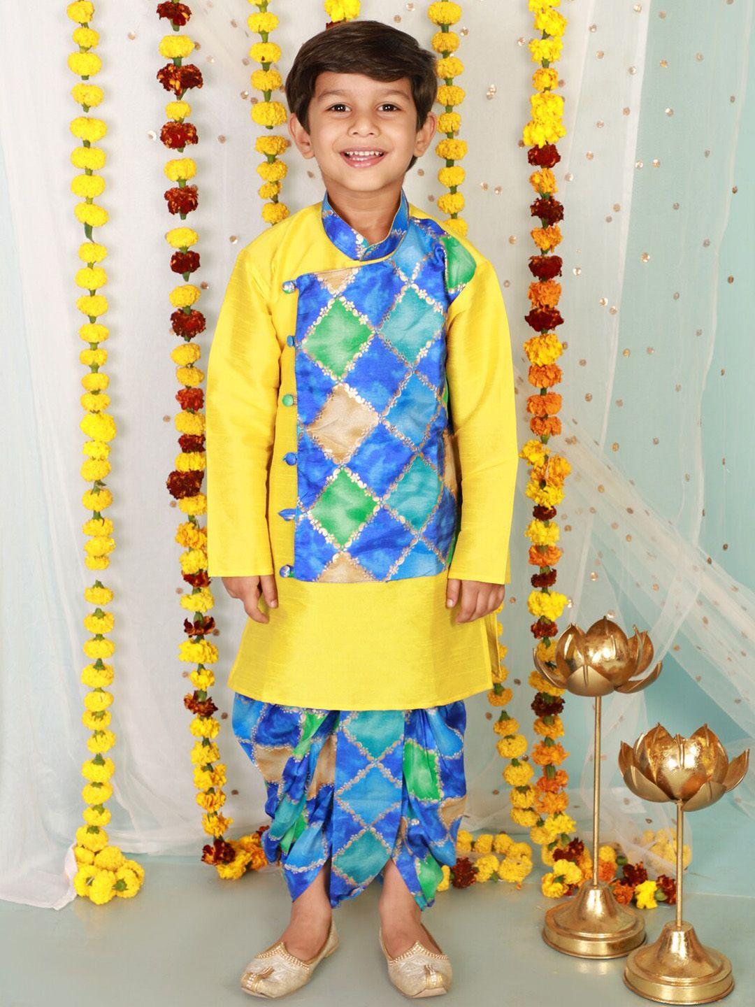 kid1 boys geometric kurta with dhoti pants