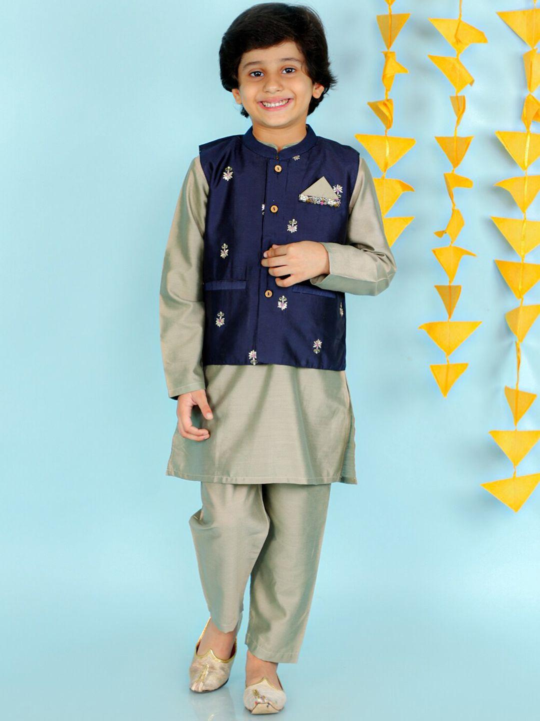 kid1 boys gunmetal-toned kurta with pyjamas