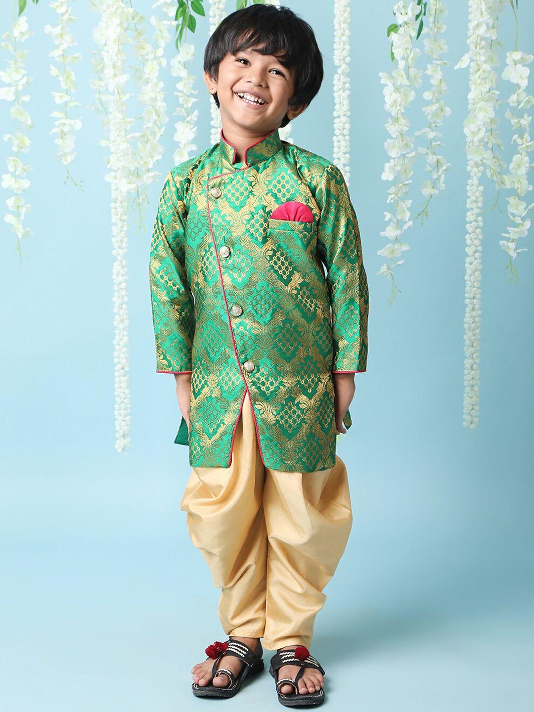 kid1 boys self-design jaquard sherwani set