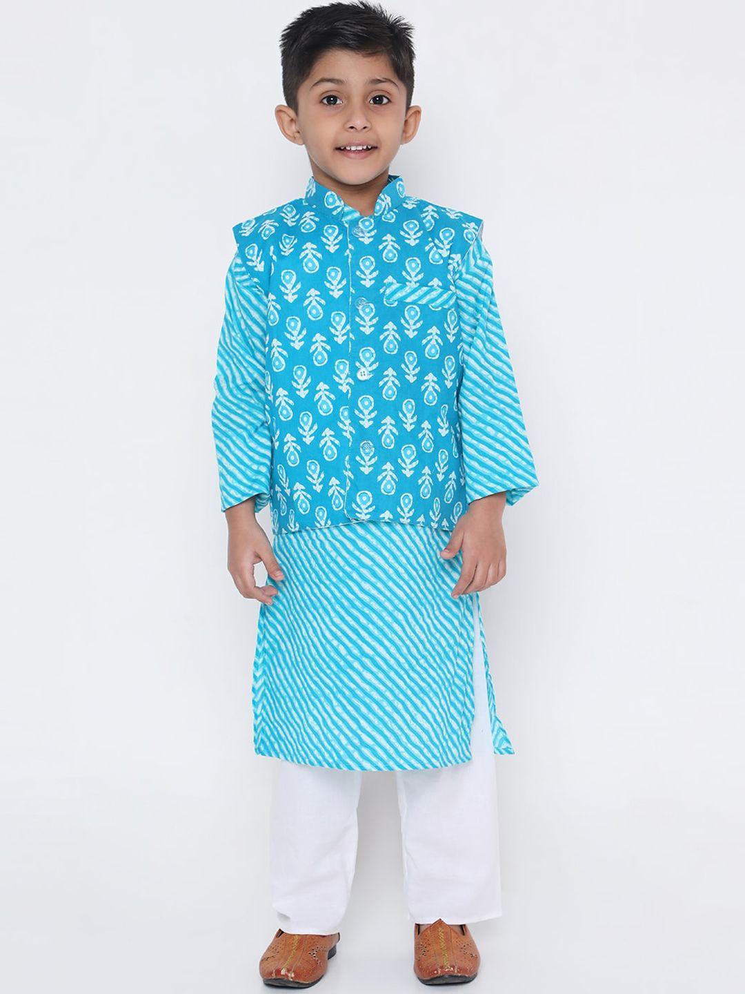 kid1 boys striped regular pure cotton kurta with pyjamas
