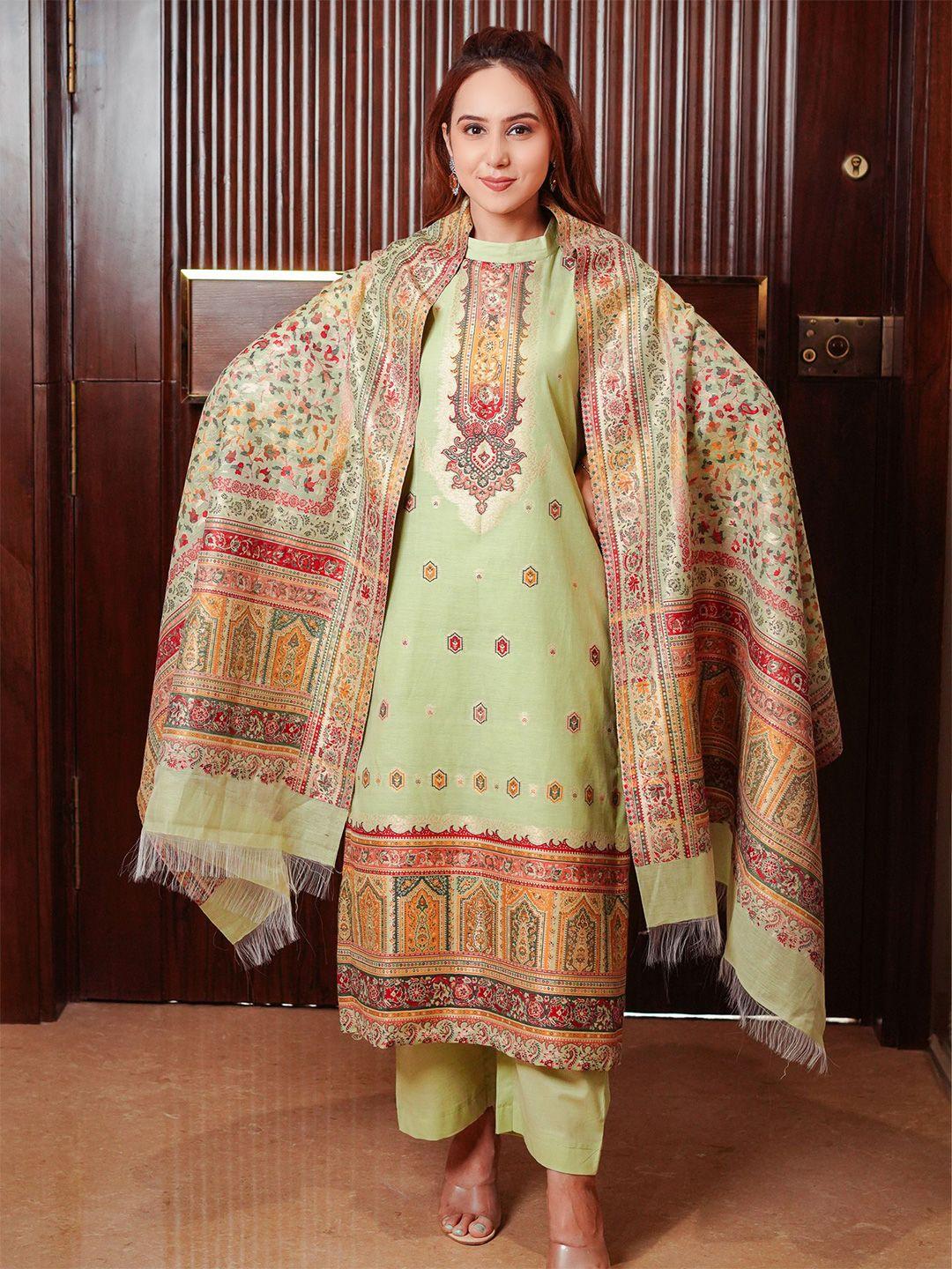 kidar embroidered cotton silk unstitched dress material