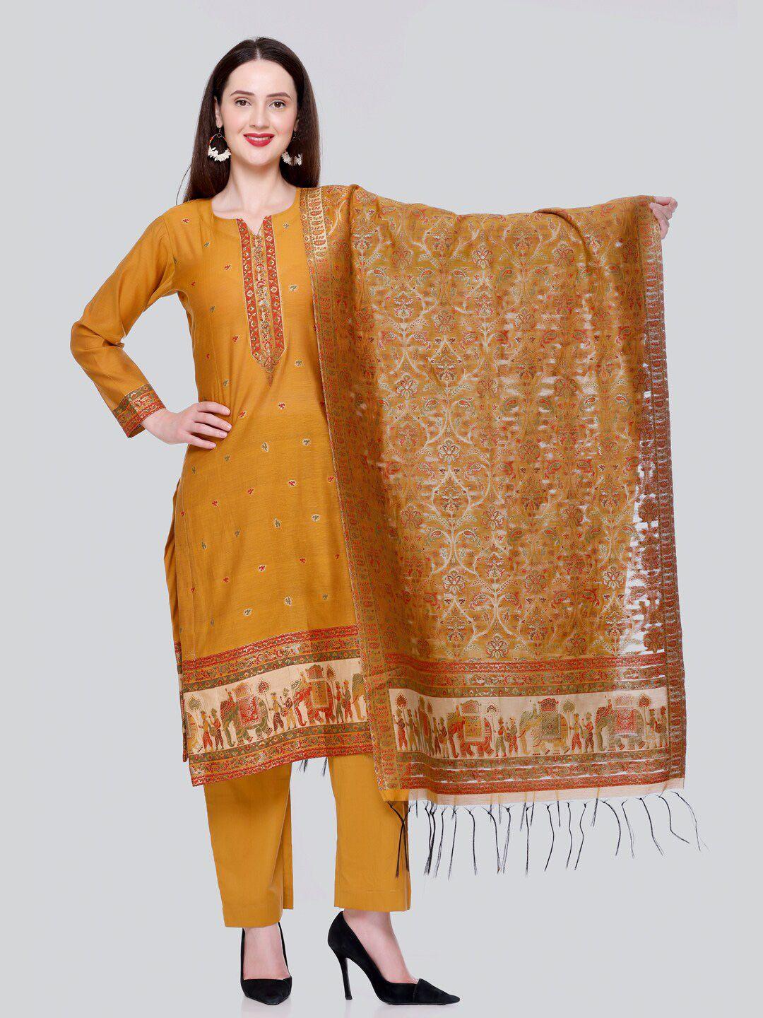 kidar ethnic motifs woven design zari unstitched dress material