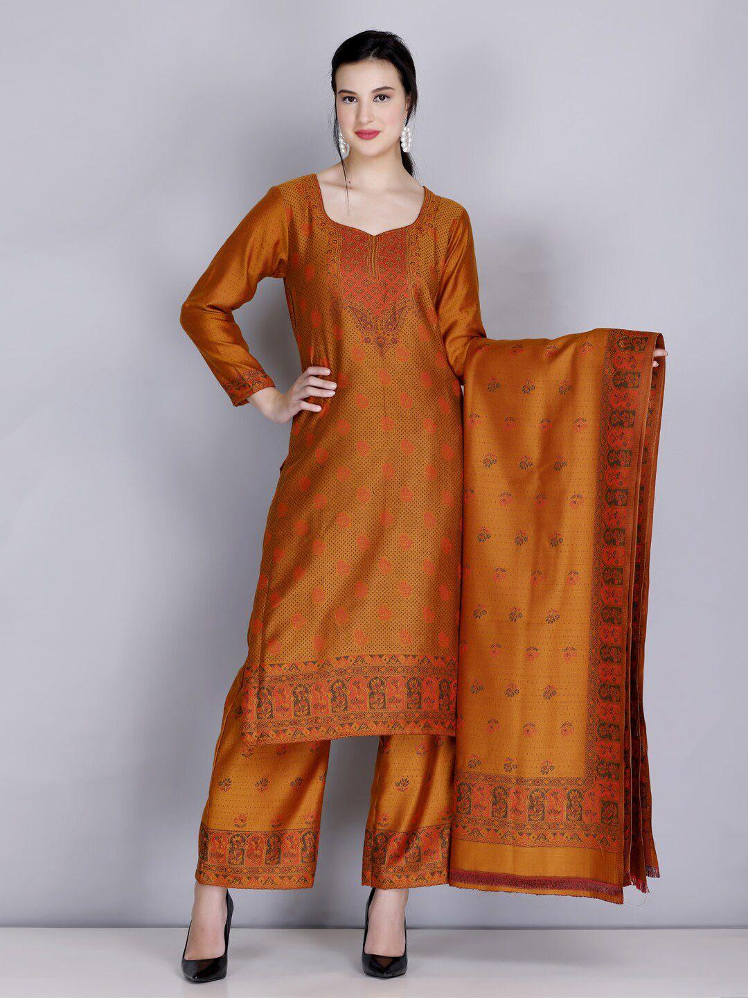 kidar floral woven design unstitched dress material