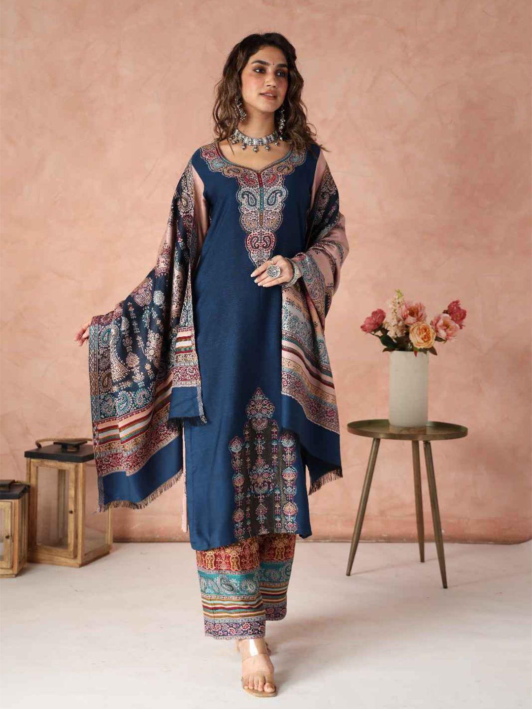 kidar paisley printed unstitched dress material