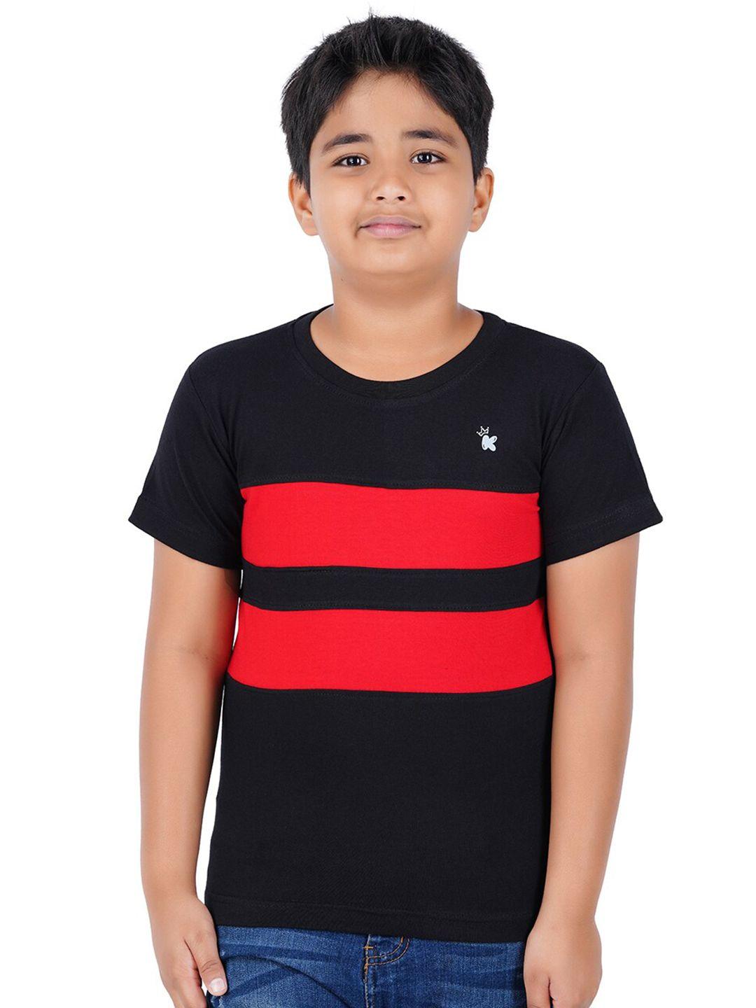 kiddeo boys black& red colourblocked slim fit t-shirt