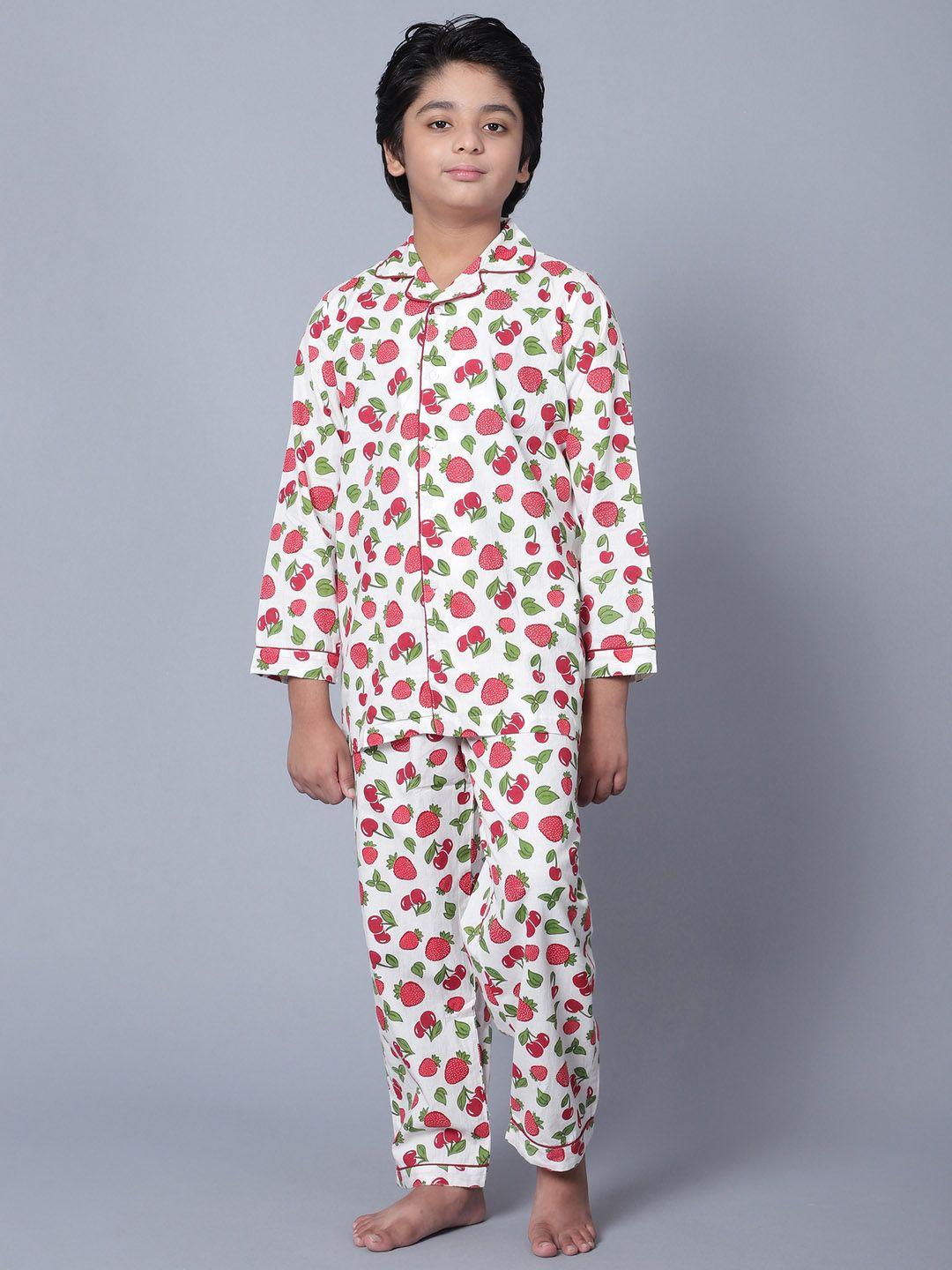 kiddiekid kids conversational printed pure cotton night suit