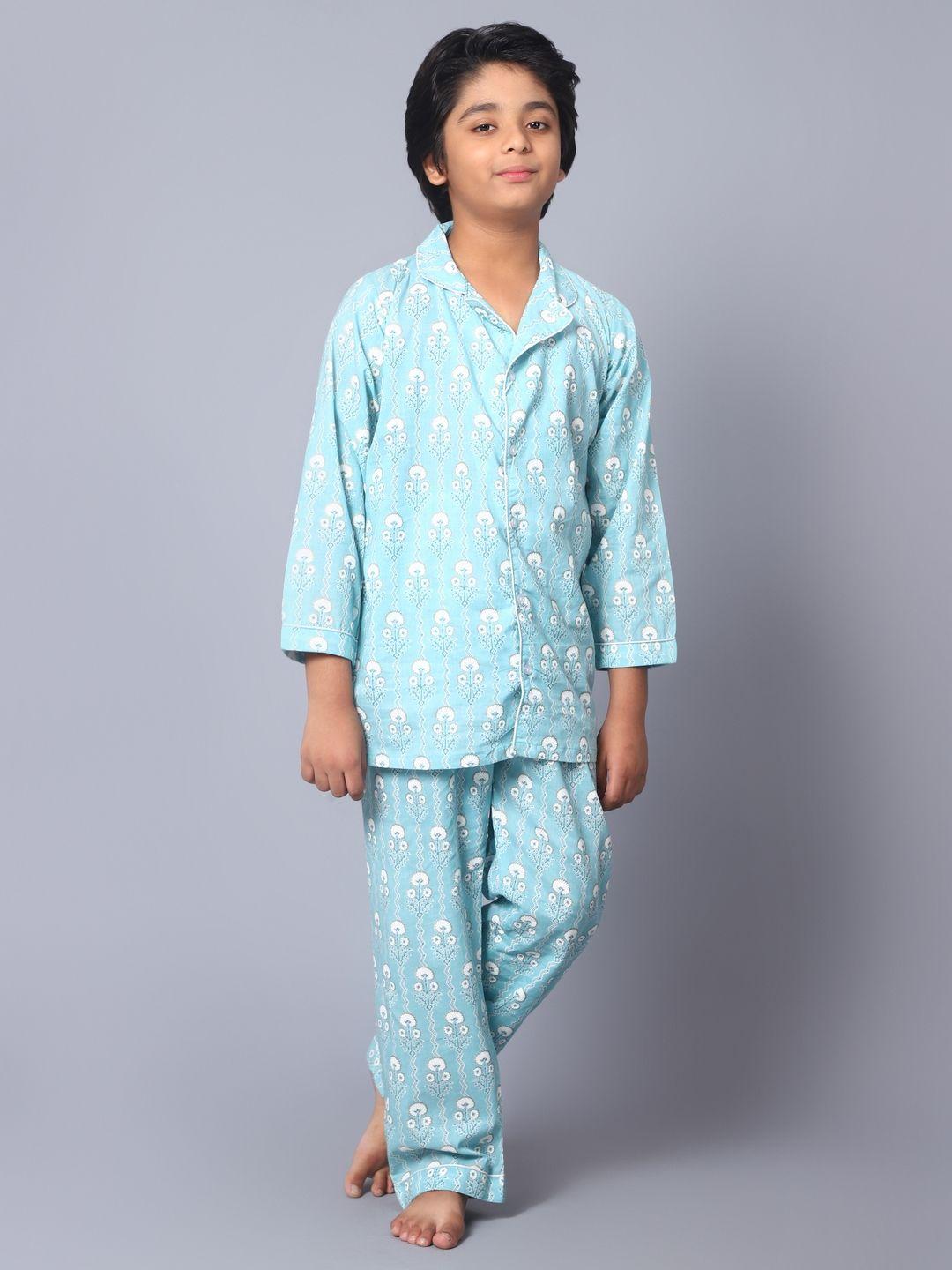 kiddiekid kids floral printed pure cotton night suit