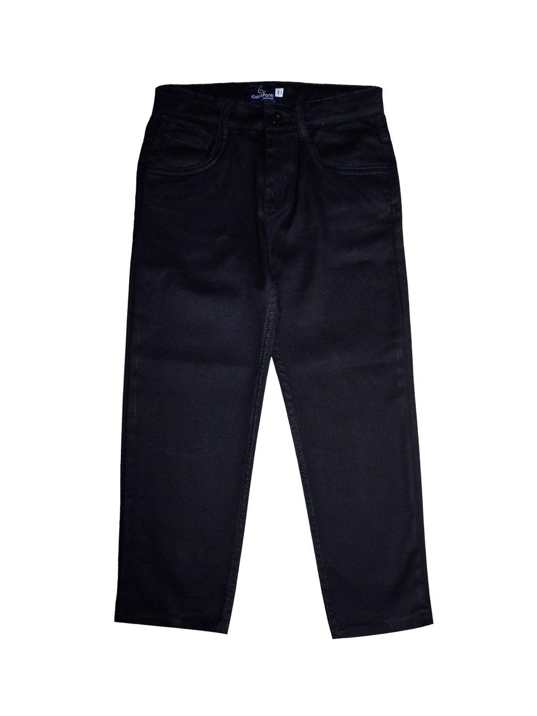 kiddopanti boys black regular fit casual trousers