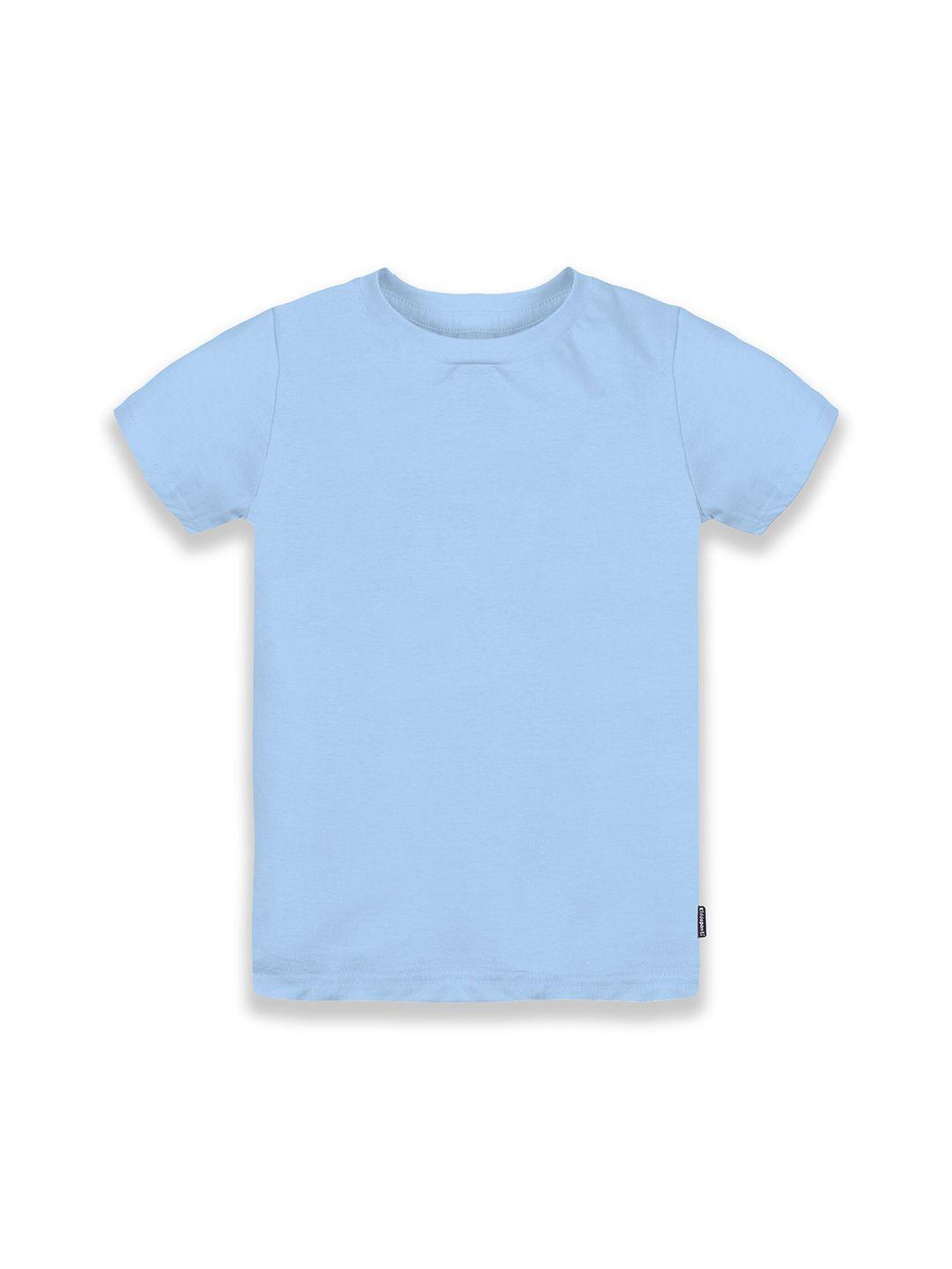kiddopanti boys blue solid round neck pure cotton t-shirt