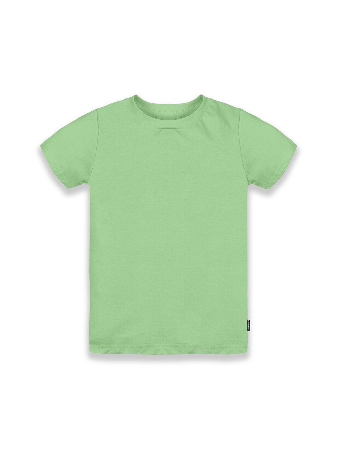 kiddopanti-boys-green-solid-round-neck-pure-cotton-t-shirt