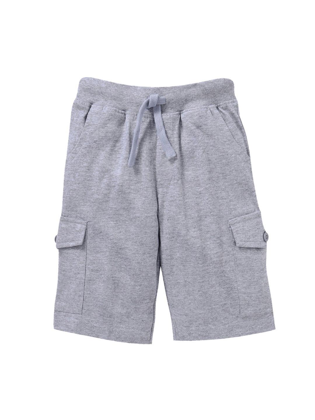 kiddopanti boys grey melange cargo shorts