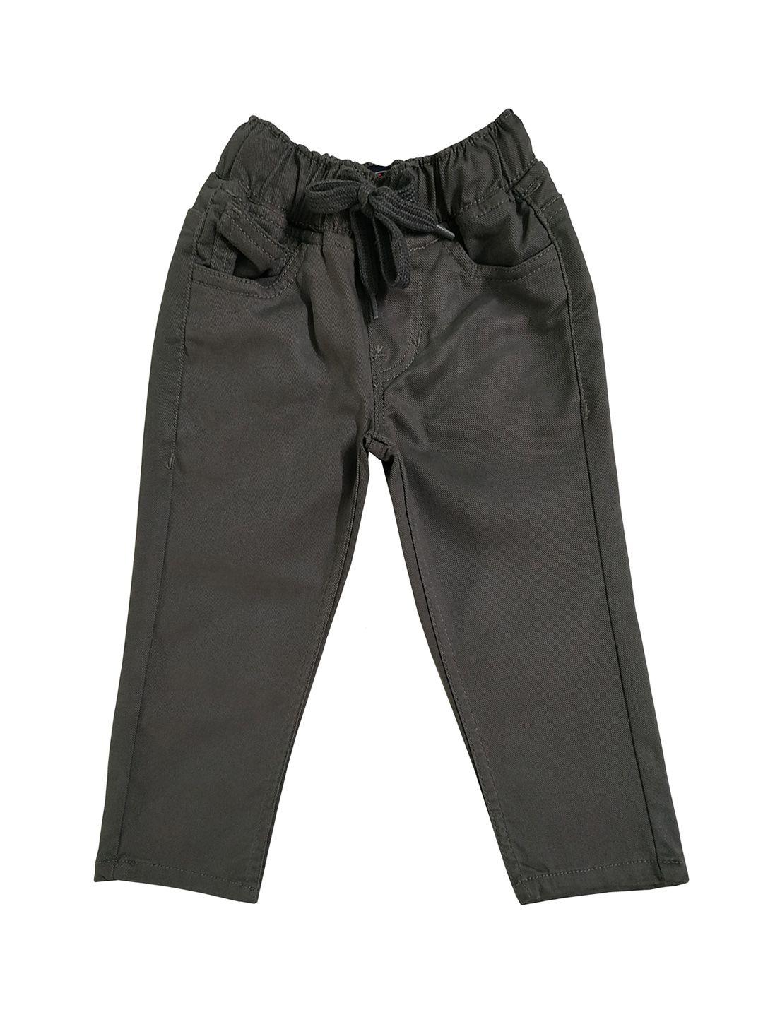 kiddopanti boys grey regular fit solid regular trousers